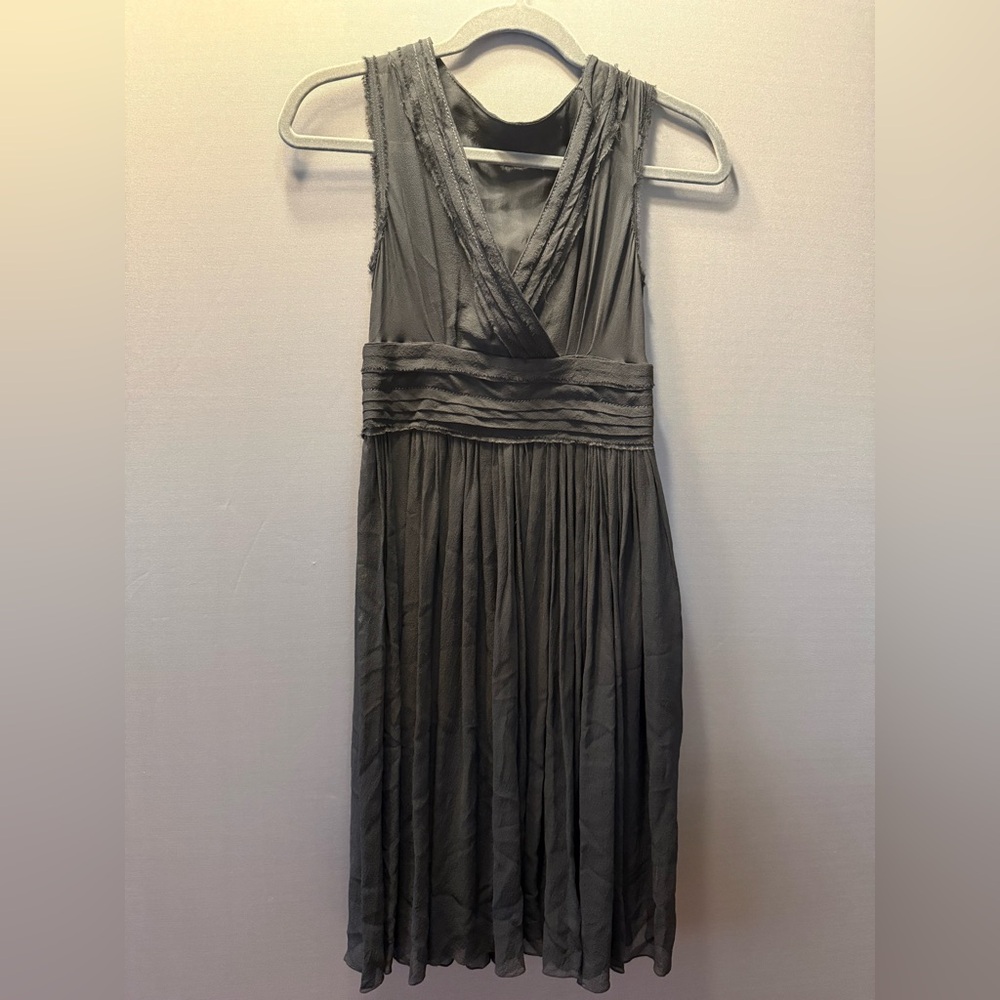 Banana Republic Black Silk Sleeveless V-Neck Midi Dress